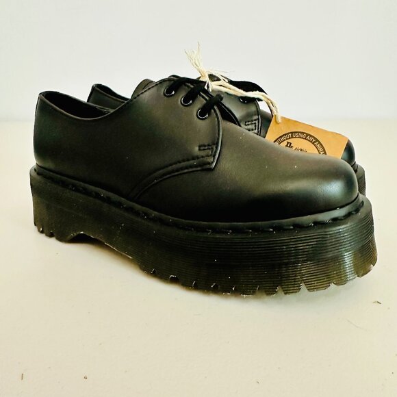 DR. MARTENS AIRWAIR VEGAN FAUX LEATHER BLACK OXFORD SHOES UNISEX - Picture 1 of 9